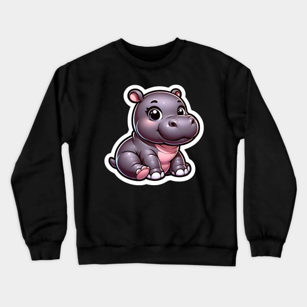 Cute hippo Crewneck Sweatshirt by TaansCreation 